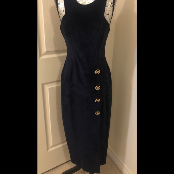 Danier Dresses & Skirts - 🇨🇦 Danier Genuine Leather (Suede) Navy Blue Sleeveless Midi Dress